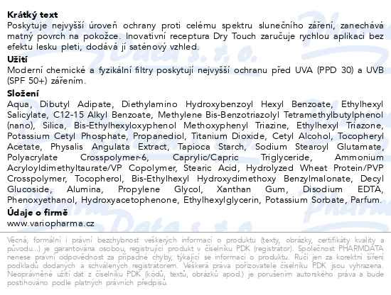 Příbalový leták - Dermedic Sunbrella Zmatňující ochranný fluid SPF 50+ 40 ml