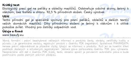 Příbalový leták - CLEANEE Pet Care eko prací gel 1.5L