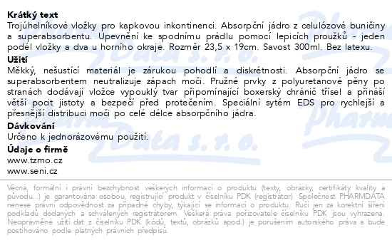 Příbalový leták - Seni Man Normal Level 2 inkont.vložky 1+1 2x15ks