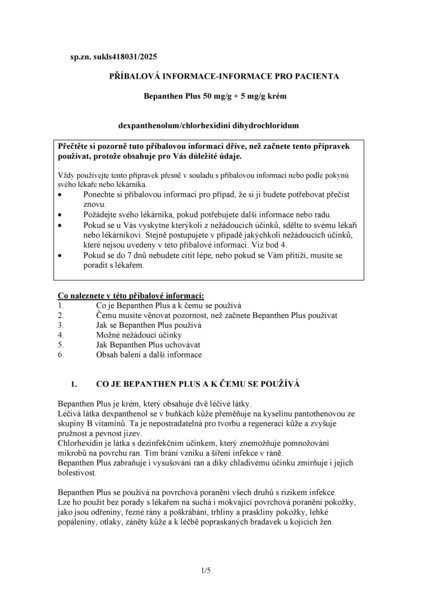 Příbalový leták (SUKL) - Bepanthen Plus krém 30g