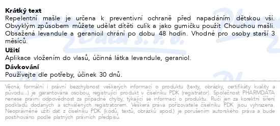 Příbalový leták - Parasidose ChouChou Repelent. mašle proti vším 1ks