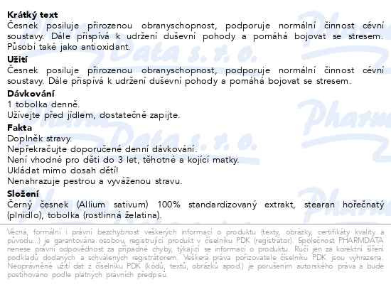 Příbalový leták - Allnature Černý česnek cps.60