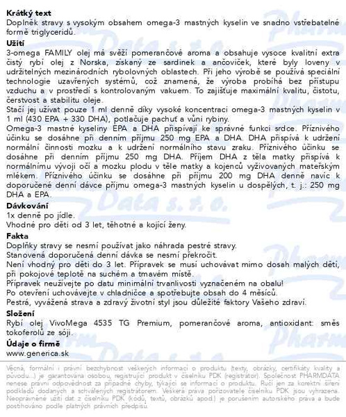 Příbalový leták - 3-omega FAMILY olej 100 ml