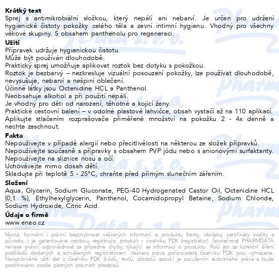 Příbalový leták - Neocide spray Plus do kapsy 15x10 ml DISPLAY ENEO