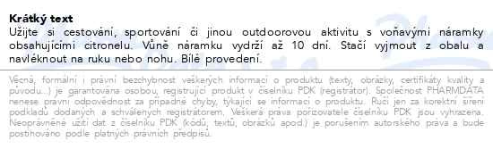 Příbalový leták - Náramek s citronellovou vůní bílý Yetush