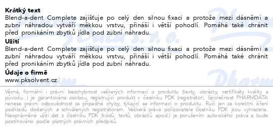 Příbalový leták - Blend-a-Dent upevňující krém Neutral Complete 47g