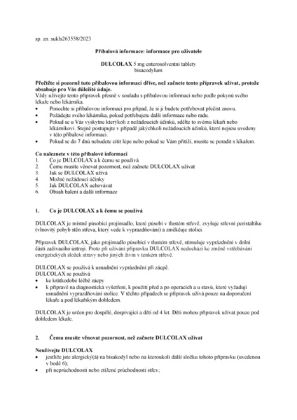 Příbalový leták (SUKL) - Dulcolax 5mg 40 enterosolventních tablet