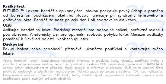 Příbalový leták - 3M FUTURO Loketní bandáž s epikondylární páskou 47861DABI velikost S