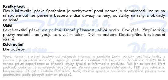 Příbalový leták - 3M Spofaplast Náplast textilní elastická 4.2mx25mm