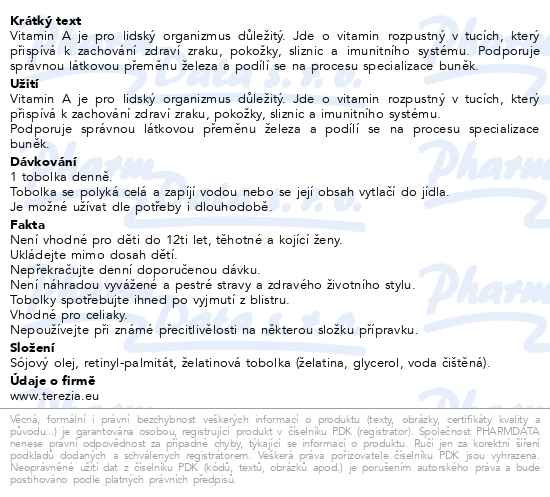 Příbalový leták - TEREZIA Vitamin A 6000 IU 60 tobolek