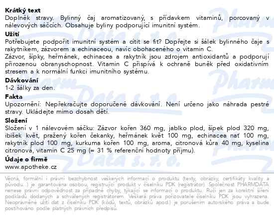 Příbalový leták - Apotheke Premier Imunita + vitamin C čaj 20x2g