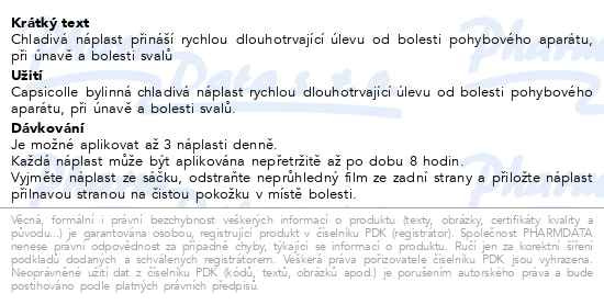 Příbalový leták - CAPSICOLLE byllinná chladivá náplast 12x18cm 1ks