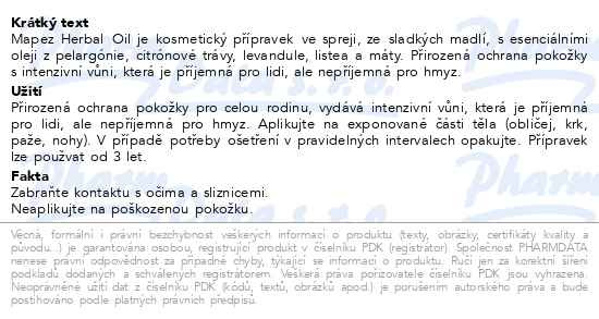Příbalový leták - Mapez Herbal Oil 100ml Pharmalife
