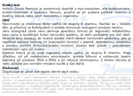 Příbalový leták - Inofolic Combi Premium 60 gelových kapslí