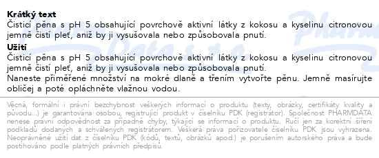 Příbalový leták - Madagascar Centella čístící pěna na obličej 125ml