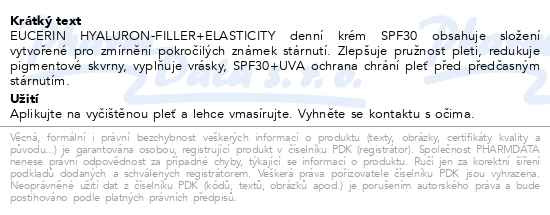 Příbalový leták - Eucerin HYALURON-FILLER+EL.den.kr.SPF30refill 50ml