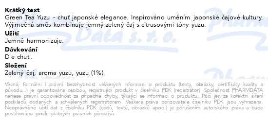 Příbalový leták - TEEKANNE Green Tea Yuzu 20x1.75g