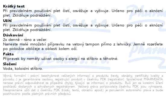 Příbalový leták - Allnature Koloidní stříbro Ag200 25ppm 500ml