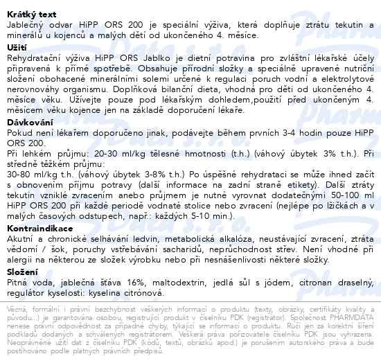 Příbalový leták - HiPP ORS 200 Jablko odvar 200 ml
