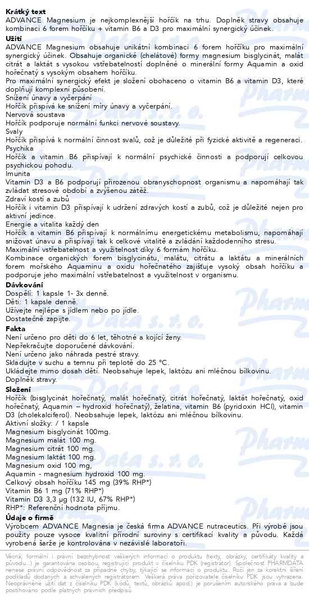 Příbalový leták - ADVANCE Magnesium 90 kapslí - 6 forem hořčíku