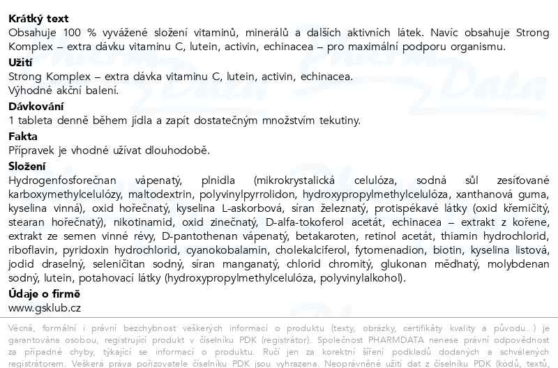 Příbalový leták - GS Extra Strong Multivitamin 90+30 tablet dárek