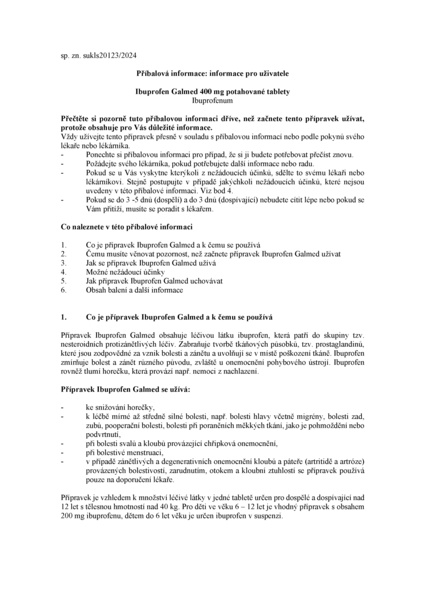 Příbalový leták (SUKL) - Ibuprofen 400mg Galmed por.tbl.flm.30x400mg