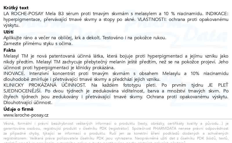 Příbalový leták - LA ROCHE-POSAY MELA B3 sérum 50ml