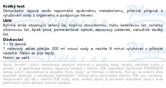 Příbalový leták - Megafyt Detoxikační čajová směs 20x1.5g