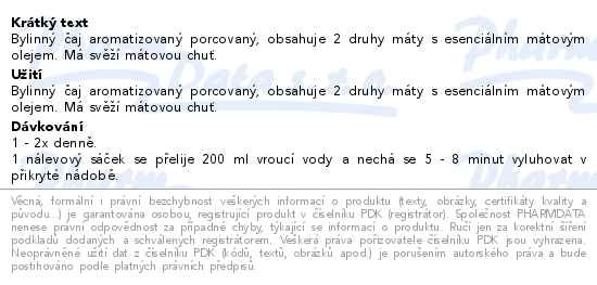 Příbalový leták - Megafyt Síla máty 20x1.5g