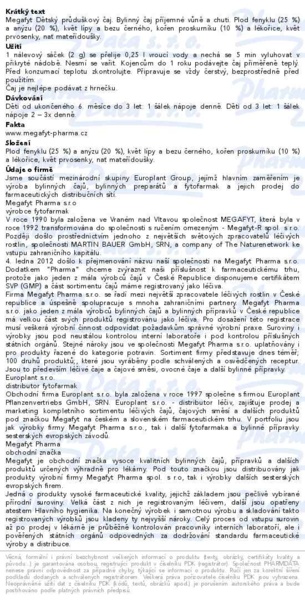 Příbalový leták - Megafyt Dětský čaj průdušky 20x2g