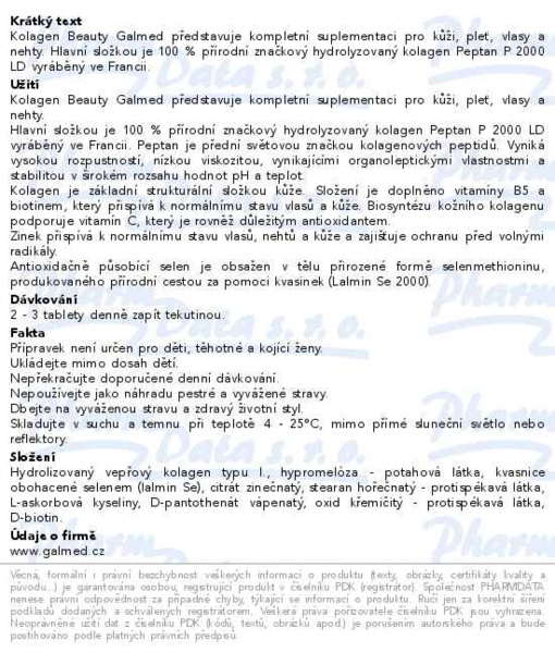 Příbalový leták - Kolagen Beauty + Biotin Galmed tbl 90+20