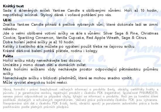 Příbalový leták - YANKEE CANDLE Vánoční Set 2025 6× 37 g