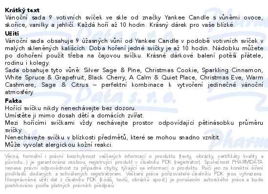 Příbalový leták - YANKEE CANDLE Vánoční Set 2025 9× 37 g