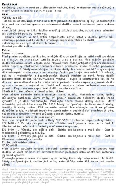 Příbalový leták - Canpol babies Dudlík kaučukový třešinka BUN&COM 6-18m modrý