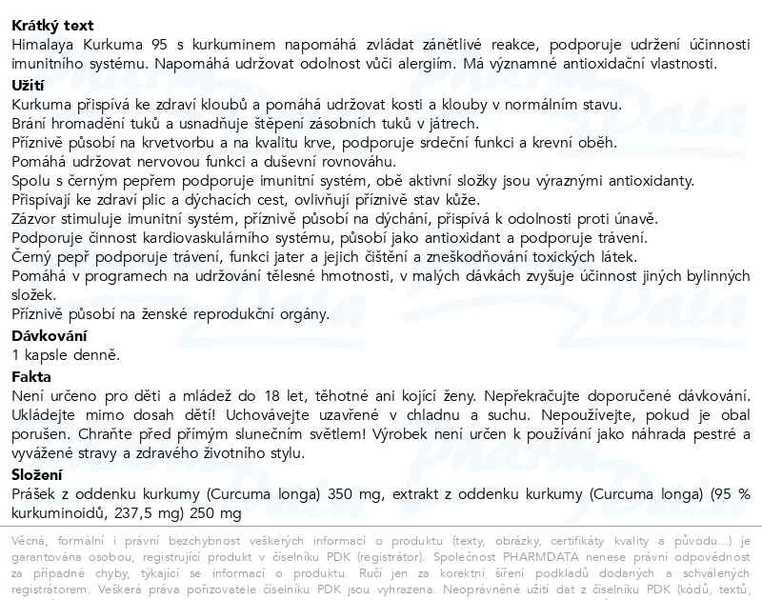 Příbalový leták - Himalaya Organic Tumeric 95 BIO 60 kapslí