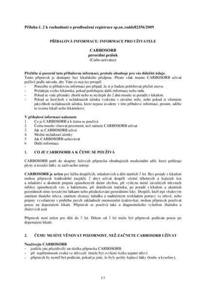 Příbalový leták (SUKL) - Carbosorb plv.1x25g