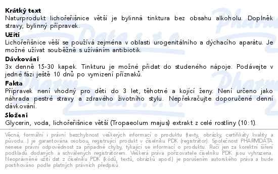 Příbalový leták - Naturprodukt Lichořeřišnice bylinná tinktura 100ml