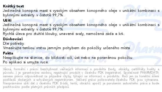 Příbalový leták - Cemio Kamzíkova konopná mast chladivá 200ml dárek