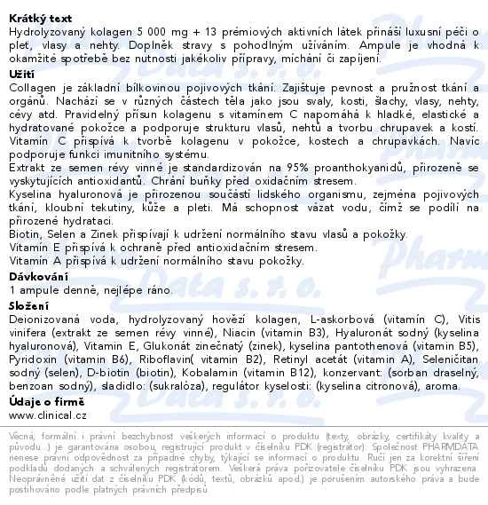 Příbalový leták - Clinical Collagen beauty elixir shots 14x25ml