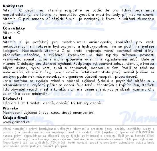 Příbalový leták - Vitamin C 250mg tbl.100 Galmed