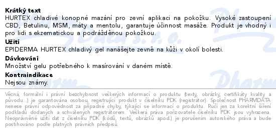 Příbalový leták - EPIDERMA HURTEX Chladivé konopné mazání 200ml