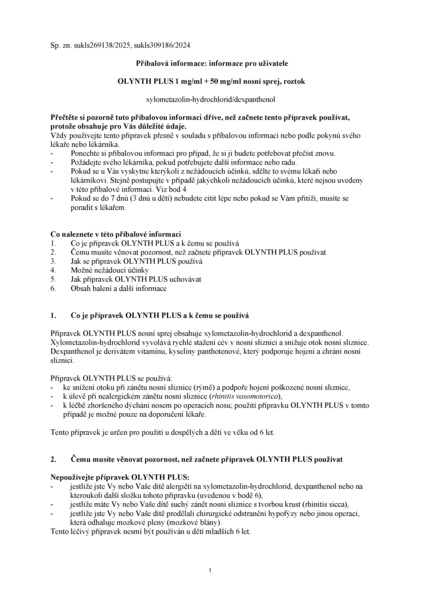 Příbalový leták (SUKL) - Olynth Plus 1mg/ml+50mg/ml nas.spr.sol. 1x10ml