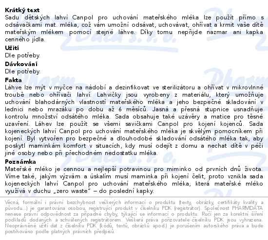 Příbalový leták - Canpol babies Sada lahví na skladování mléka 3x120ml