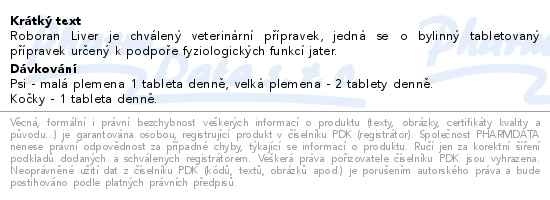 Příbalový leták - UniVIT ROBORAN Liver tbl.100