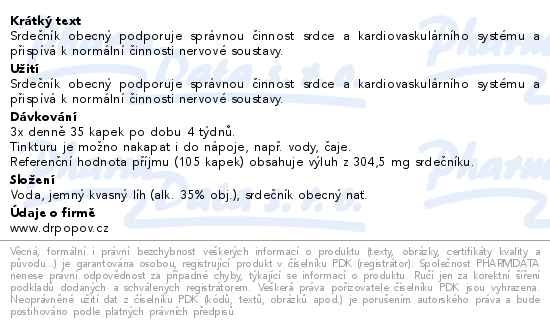Příbalový leták - Dr.Popov Kapky bylinné Srdečník obecný 50ml