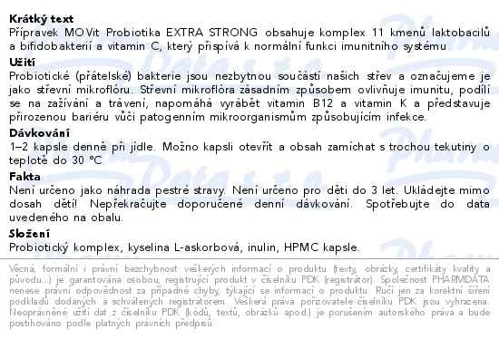 Příbalový leták - MOVit Probiotika Extra Strong cps.30