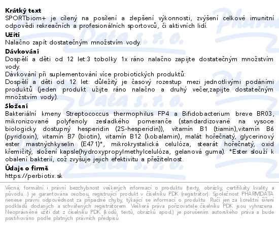 Příbalový leták - iProbio SPORTbiom+ 90 tobolek