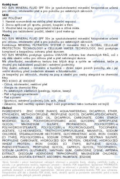 Příbalový leták - ESTHEDERM No Sun Mineral fluid SP50+ 40ml