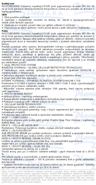 Příbalový leták - ESTHEDERM Photo Reverse fluid SPF50+ 40ml