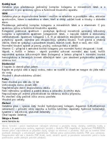 Příbalový leták - TEREZIA Gelatina Plus cps.360+100
